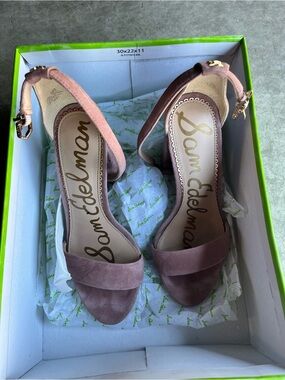 Sam Edelman Pink Suede Open-Toe Ankle-Strap Heels